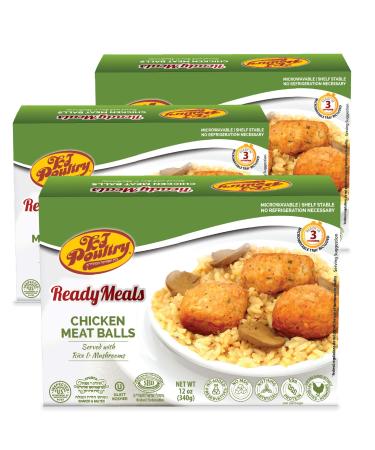 Kosher MRE Meat Meals Ready to Eat, Chicken Meat Balls & Mushrooms (3 Pack) Prepared Entree Fully Cooked, Shelf Stable Microwave Dinner  Travel, Military, Camping, Emergency Survival Protein Food