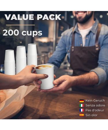 200 white paper cups 8 oz 240 ml for taking coffee with you - Buy Online on GoSupps.com