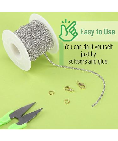 Mr. Pen Crystal Rhinestone Close Chain - 2mm Silver Rhinestones for Jewelry and Crafts - 11 Yard Roll - Buy Online on GoSupps.com