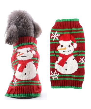 Dog sweater Christmas dog turtleneck sweater christmas pattern knitwear warm pet sweater winter dog coat sweater pet costume (snowman m) snowman M