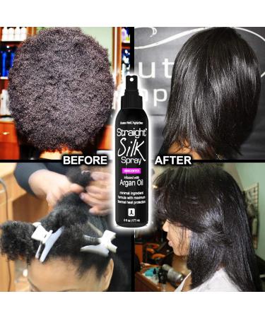 Moroccan Argan Oil Straight Silk Spray (6oz) | Heat Protectant up to 450 F | Alcohol-Free Hair Straightener & Detangler | Made in USA - Buy Online on GoSupps.com