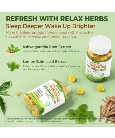 Liposomal L-Theanine 200mg Magnesium Glycinate 400mg Gummies with GABA 5HTP Apigenin Vitamin B6 & D3 Ashwagandha Lemon Balm Leaf Melatonin Free Sleep Chewable for Relax Mood & Muscle 2 Packs Pack of 2 - Buy Online on GoSupps.com