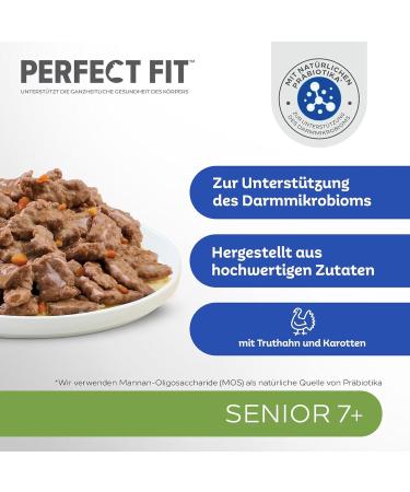 Perfect Fit Senior 7+ Cat Food with Turkey & Carrots | 12 x 85g Premium Wet Food for Older Cats | Support Senior Health - Buy Online on GoSupps.com