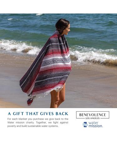 Benevolence LA Authentic Mexican Blanket - Handwoven Yoga, Beach, Picnic Throw - Mojave Red, 50x70 inches - Buy Online on GoSupps.com