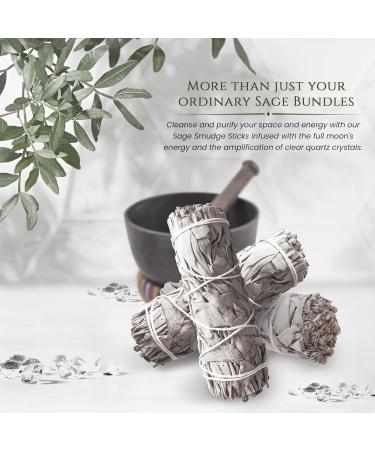 White Sage Smudge Stick & Soap Bundle - Natural Space Purifier & Cleansing Kit - 1 Stick + 3 Bar Soap | Moonwater Elixirs - Buy Online on GoSupps.com