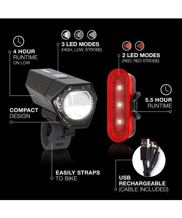 Energizer X400 Rechargeable Bike Light - Compact & Lightweight Design, IPX4 Water Resistant - Front Clip & Rear LED Light for Visibility - Buy Online on GoSupps.com