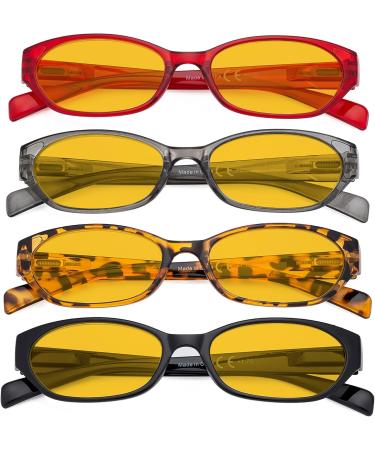 Eyekepper 4 Pack Women s Blue Light Blocking Reading Glasses - +3.00 Amber Tinted Spring Hinge Readers for Eye Protection - Buy Online on GoSupps.com