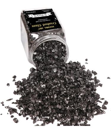 Syedra High Luster Crushed Glass Chips 410G (Black) for Crafts & Glitter - 3-6mm - Buy Online on GoSupps.com