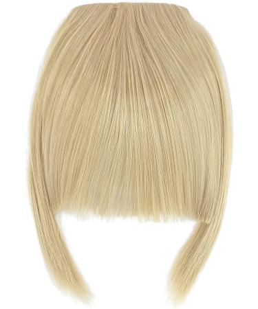 Clip In Bangs Hair Extensions: Golden Mix Bleach Blonde, Thick Straight Fringe, 2 Clips, Hairpiece for Women - Buy Online on GoSupps.com
