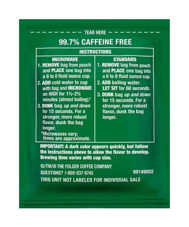 Folgers Coffee Singles Classic Decaf Medium Roast 19 Single Serve Bags - 19 Count Pack - Buy Online on GoSupps.com
