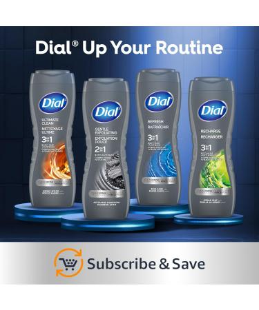 Dial Men 3 in 1 Body Hair and Face Wash Refresh 16 Fl Oz (Pack of 4) Blue Sage Scent Cleanses Deep + Gentle on Skin with Clean Rinse Technology Hydro Fresh - Buy Online on GoSupps.com