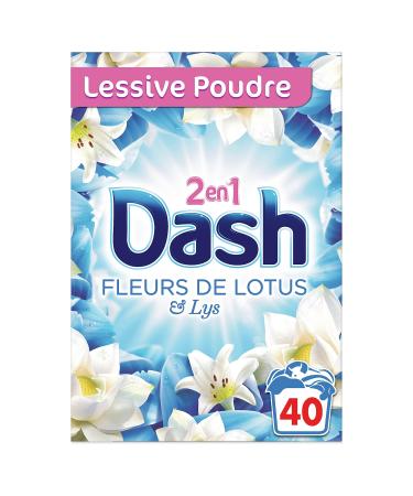 Dash 2-in-1 Laundry Detergent Powder, Lotus Flower and Lily, 2.6 kg, 40 Washes (Pack of 2 x 40)