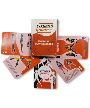 Fitness Is NOT A Game Exercise Playing Cards | 52-Card Deck | Bodyweight | All Fitness Levels | Strength Training and Cardio | at-Home Workout | Family Game Night | Fun