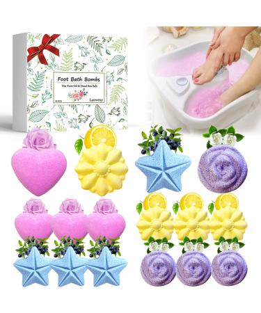 Lanwexy Bath Foot Bombs, 16 Pack Foot Soak with Bath Salt and Tea Tree Oil. Organic Natural Handmade Aroma Pure Essential Oil Bubble Foot Balls for Foot Callus, Dry Cracked, Stubborn Foot Odor Scent.
