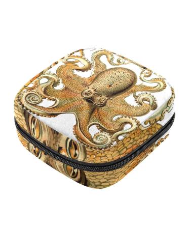 Women's napkin storage bag yellow octopus marine life menstrual cup portable women's bandages storage bags female menstruation first period bag