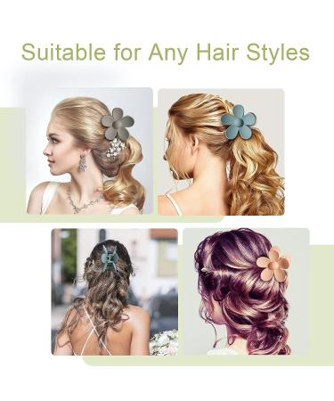 8Pcs Flower Hair Clips for Women - Large 3.5 Inch Claw Clips for Thick Hair - Cute Matte Floral Design - Strong Jaw Clips for Medium Hair - Buy Online on GoSupps.com