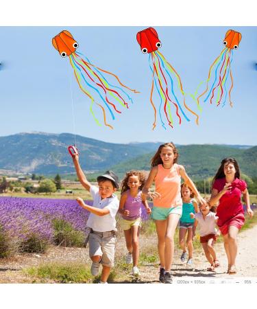YSBER 2 Pack Large Octopus Kites - 3.8ftx2.3ft 3D Mollusc Octopus Kite with 157 Inch Colorful Tail - Easy Flyer Kite for Children and Adults - Outdoor Beach Park Kite in Red+Orange - Buy Online on GoSupps.com