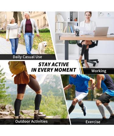 Buy Cambivo Waden Compression Stockings for Men & Women - 2 Pairs Elastic Calf Support for Running & Sports - Comfortable Footless Socks in L-XL Black - Buy Online on GoSupps.com