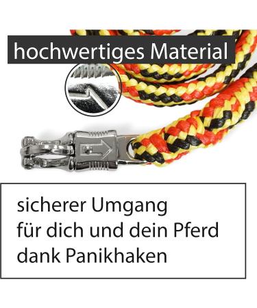 Leading Knit with Panic Hooks for Horses Ponies Shetland and Donkeys - 1.60m Stylish Designs in Black-Red-Yellow - Buy Online on GoSupps.com