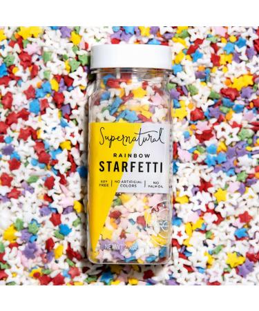 Rainbow Starfetti Natural Confetti Sprinkles by Supernatural, Star Shapes, No Artificial Dyes, Soy Free, Gluten Free, Vegan, 3oz