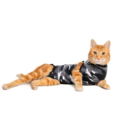 Suitical Recovery Suit for Cats - Black Camouflage XX-Small
