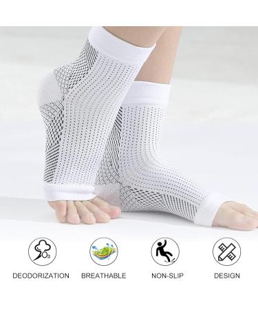4 Pairs Compression Ankle Bandage Socks for Men & Women - Plantar Fasciitis & Arthritis Relief - White (43-46) - Buy Online on GoSupps.com