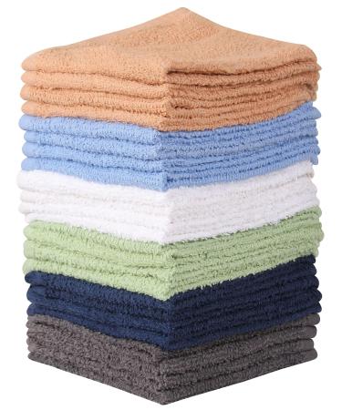 Towel and Linen Mart 100% Cotton - Wash Cloth Set - Pack of 24, Flannel Face Cloths, Highly Absorbent and Soft Feel Fingertip Towels (Multi) Pack of 24 Multicolor
