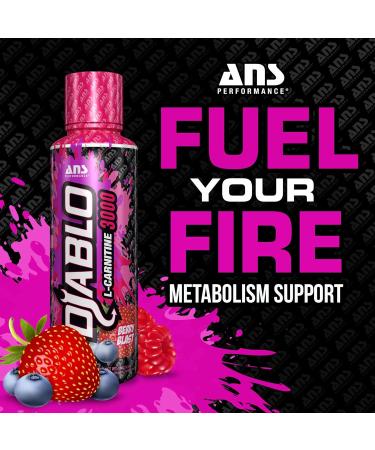 ANS Performance Diablo Carnitine 3000 (473 mL 16 oz) - Muscle Recovery Support - Double The Value with 3000 mL of L Carnitine per 15 mL - Delicious Flavours (Berry Blast) - Buy Online on GoSupps.com