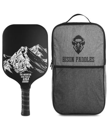 Bison Paddles: Graphite Pickleball Paddles - Textured Carbon Surface Provides Extra Spin | Durable Pickleball Rackets | Honeycomb Core Improves Pickle Ball Placement and Control Black Mountain