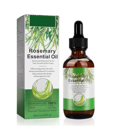 Tioueo Rosemary Oil for Hair Growth 60ml Rosemary Essential Oil for Hair Growth Hair Loss Scalp Enhancement Eyebrow & Eyelash Growth for Men & Women