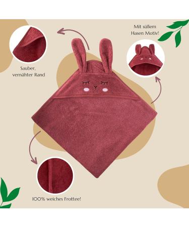 Liomio Hooded Baby Towel 100x100cm - Bordeaux - 100% Cotton Soft & Cozy | Oeko-Tex Certified | Perfect Baby Shower Gift | Made in EU - Buy Online on GoSupps.com