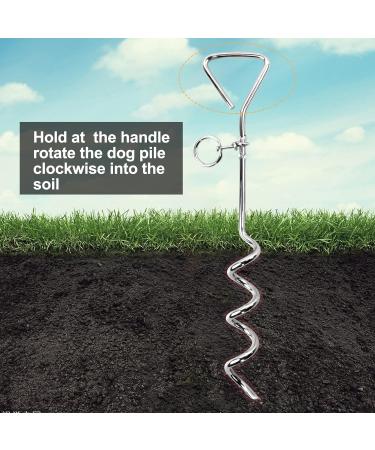 Spiral Heavy Duty Ground Spike Stake (40cm/16.14") with Outdoor Dog Camping Tie Out (3m Red) Dog Tie Out Cable and Stake for Dogs Out for Outdoor Yard and Camping - Buy Online on GoSupps.com