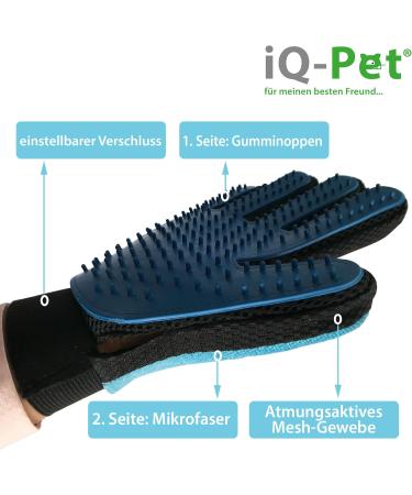 iQ-Pet Grooming Glove - 2 Sides: Rubber & Microfiber for Effortless Pet Care | International Shipping Available - Buy Online on GoSupps.com