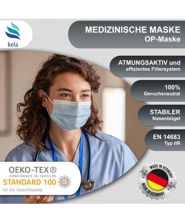 Kela OP Mask - 50x Black Medical Masks Made in Germany | Oeko-Tex Certified | Premium Respiratory Protection | MNS Type IIR Disposable Masks (50 Pack) - Buy Online on GoSupps.com