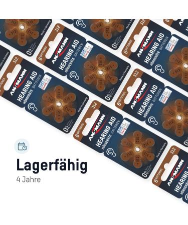 ANSMANN Hearing Aid Batteries 312 with Easy-Grip Protective Film (Brown Pack of 120) Type 312 P312 ZL3 PR41 - Zinc Air 1.4 V - Battery for Hearing Aid Hearing Amplifier Hearing Aid 120 Item 312 - Brown - Buy Online on GoSupps.com