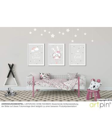 ArtPin Children's Room Poster Set - Decorative Girls Baby Room Wall Art (Set of 3 A4 Pictures) - Buy Online on GoSupps.com