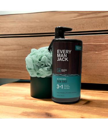 Every Man Jack Sea Salt 3-in-1 Body Wash Shampoo & Conditioner - Hydrating Formula with Loofah - 28.8 fl oz | International Shipping Available - Buy Online on GoSupps.com