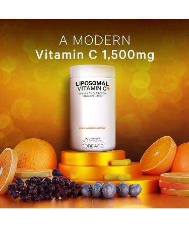 CodeAge Liposomal Vitamin C+ 180 Capsules - High Absorption Vitamin C for Immune Support - Buy Online on GoSupps.com
