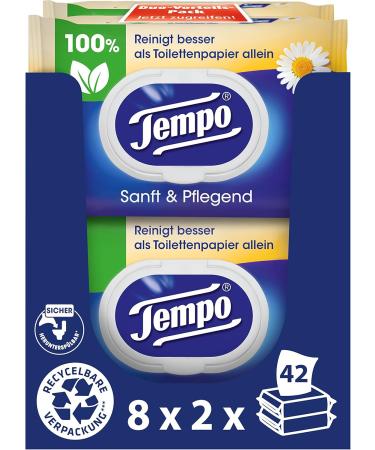 Tempo Moist Toilet Towels Bundle - Aloe Vera Chamomile Pure Calendula & Almond Milk (16 Pack Each) - Gentle & Sensitive Care for International Shipping - Buy Online on GoSupps.com