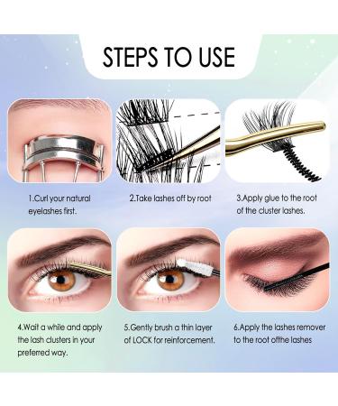 Cluster Lashes Extension Kit with Eyelash Applicator - 60Pcs Mixed Length Wispy Natural Look DIY Volume Kit - Buy Online on GoSupps.com