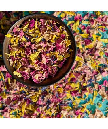 Edible 'Pixie Blush' Yellow Marigold Pink Rose with Blue Cornflower Dried Flower Petal Mix - 50g - Food Grade - Culinary - Cake - Bake - Decoration (312) - Buy Online on GoSupps.com