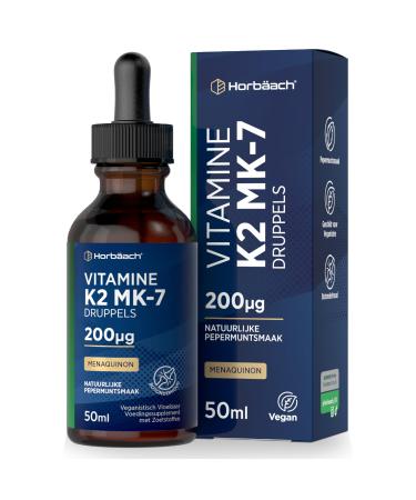 Vitamin K2 MK7 Drops 200 g per Daily Dose 50 ml Vegan Liquid Natural Peppermint Flavor from Horbaach