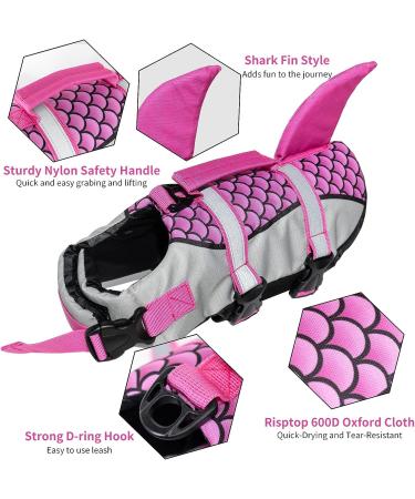 AIITLE Shark Dog Life Vest for XL Dogs - Pink - High Buoyancy Dog Flotation Vest for Water Sports - Buy Online on GoSupps.com