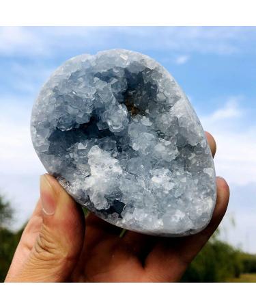 Natural Crystal Rough Natural Beautiful Blue Celestite Crystal Geode Cave Quartz Cluster Egg Specimen Decoration (Size : 380-450g) - Buy Online on GoSupps.com