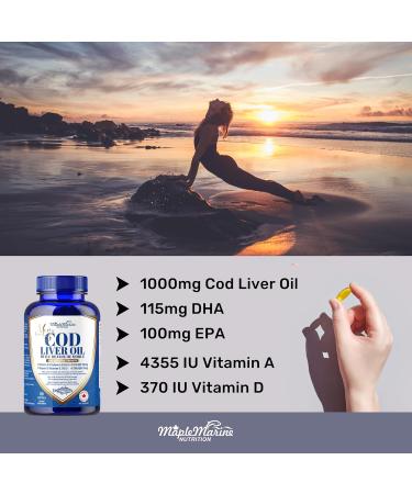 MapleMarine Nutrition Maris Halal Cod Liver Oil 1000 mg with DHA EPA Vitamin A Vitamin D 60 softgels - Buy Online on GoSupps.com