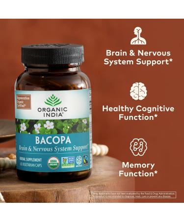 ORGANIC INDIA Bacopa Supplement - Bacopa Monnieri Organic Brain Focus & Memory Support for Women & Men Ayurvedic Herbs Non GMO Fairtrade Certified - 60 Vegan Capsules - Buy Online on GoSupps.com