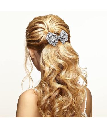 OIIKI 2PCS Rhinestone Hair Bow Clips - Women's Crystal Butterfly Hair Barrettes for Daily Use, Parties, Wedding - White, Black - Buy Online on GoSupps.com