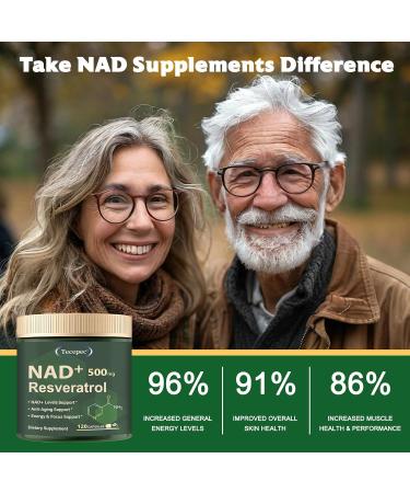 Tecepec NAD+ Supplement 650mg Liposomal NAD+ Supplement with Resveratrol Boosts NAD+ Level Cellular Energy & Anti-Aging | 120 Vegan Capsules for Women & Men - Buy Online on GoSupps.com