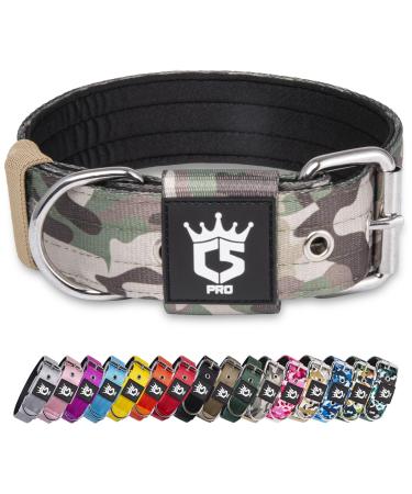 Tspro tactical dog collar 3.8 cm wide military quality strong dog collar thick dog collar robust metal buckle dog collar military green m (military green-m) M-neck size (adjustable 44.5cm-52cm) military green