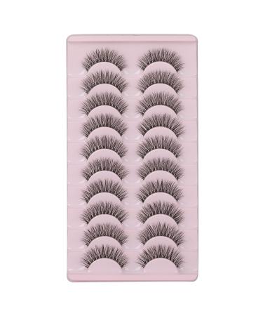 Wiwoseo 10 Pairs 14MM Cat Eye 3D Effect Natural Wispy Fluffy Russian False Eyelashes - Buy Online on GoSupps.com